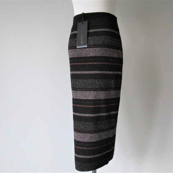 NWT Kendall + Kylie Metallic Stripe Pencil Skirt S - Picture 3 of 6